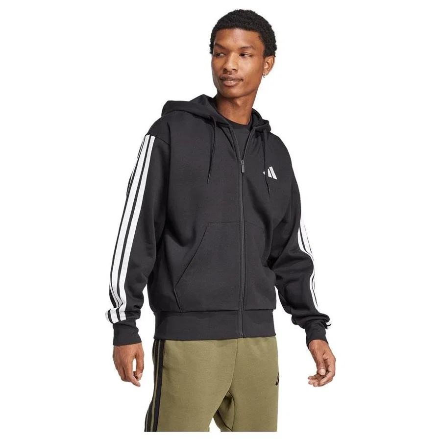 Мужской свитшот с капюшоном и молнией adidas, Черный — фото 4