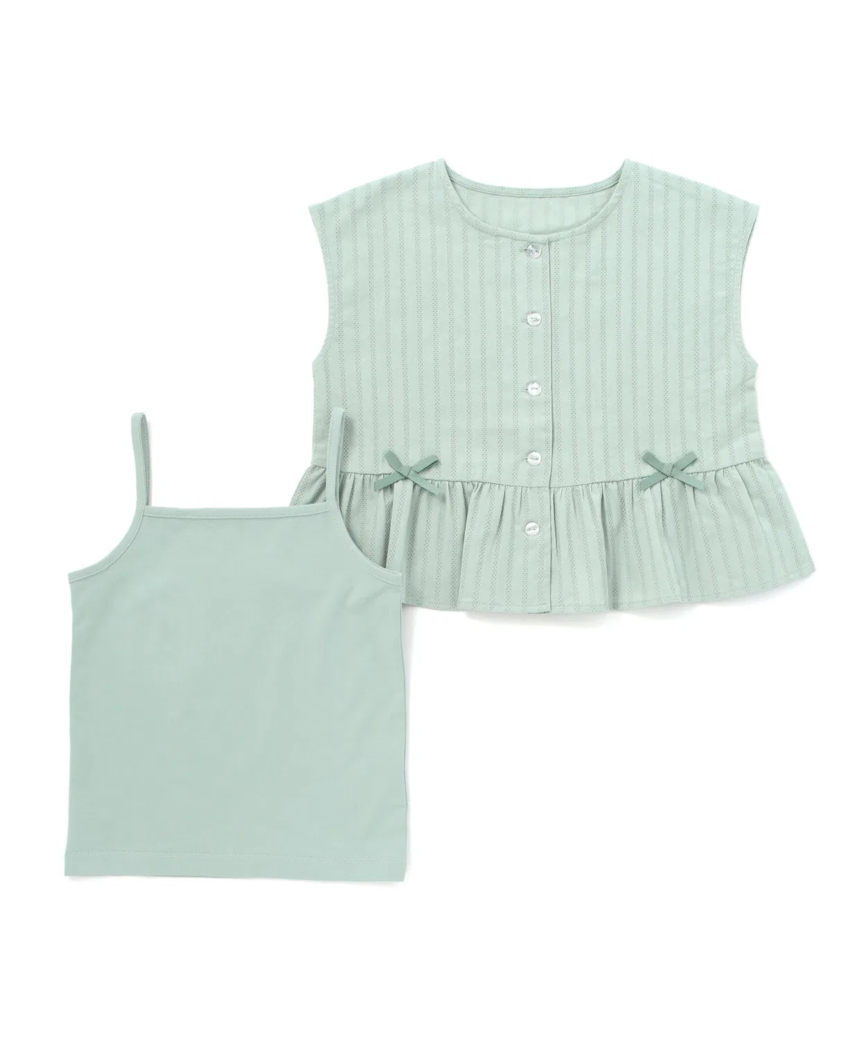 Детская блузка с камисолью, с принтом BeBe, Green