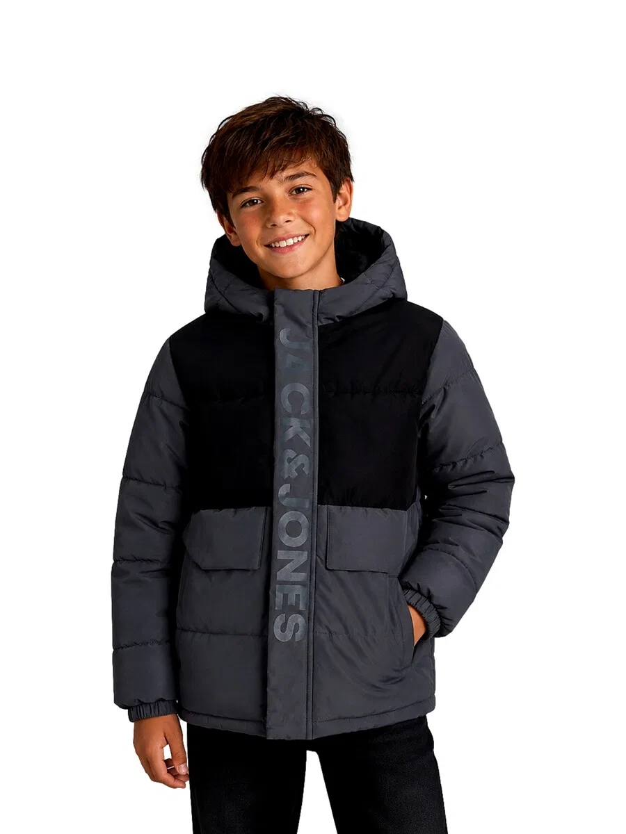 Детская зимняя куртка Jack & Jones Junior 'JCOSpeed' в графитовом цвете — фото 2