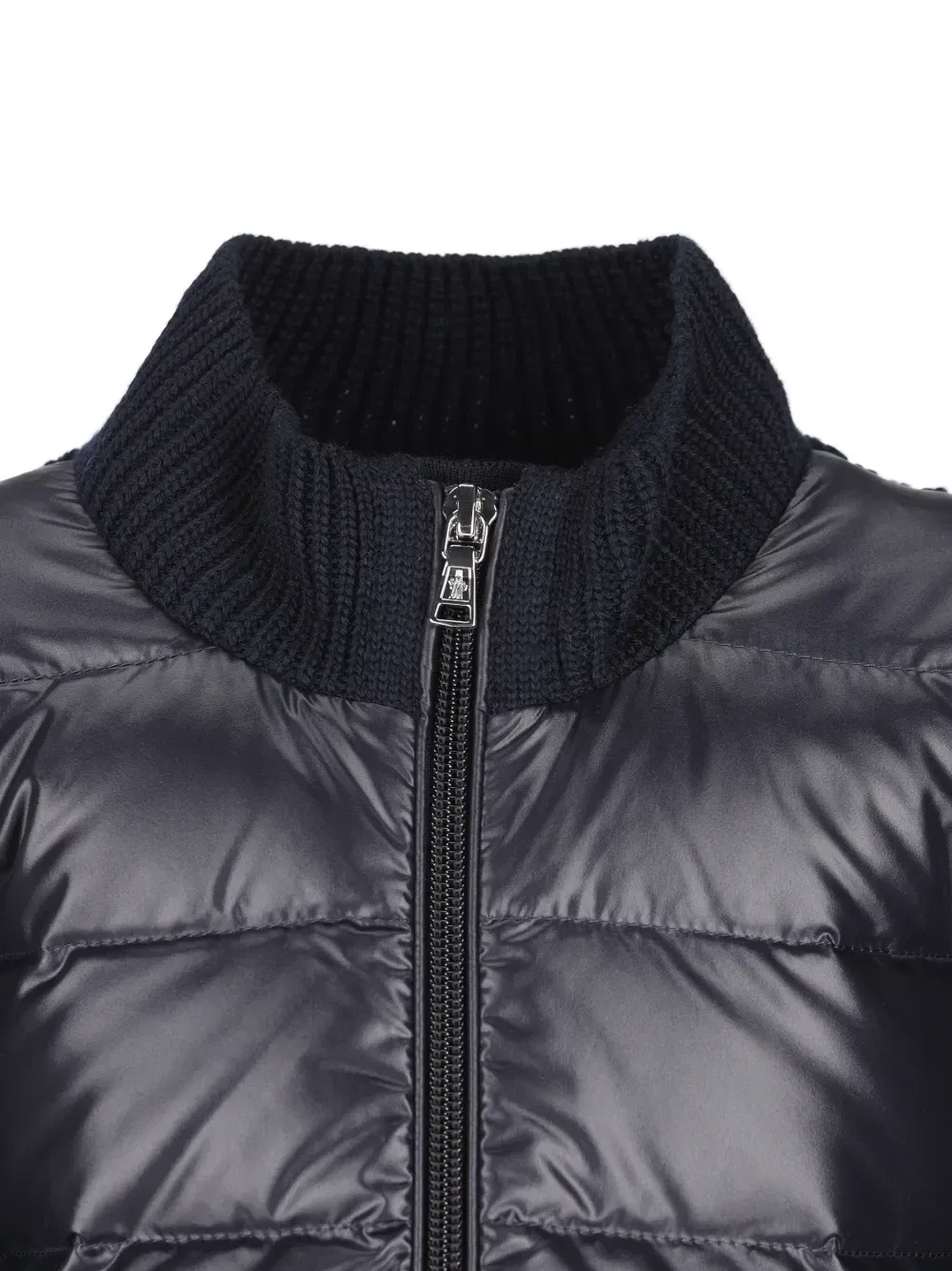 Утепленный шерстяной кардиган на молнии Moncler Enfant, синий — фото 3