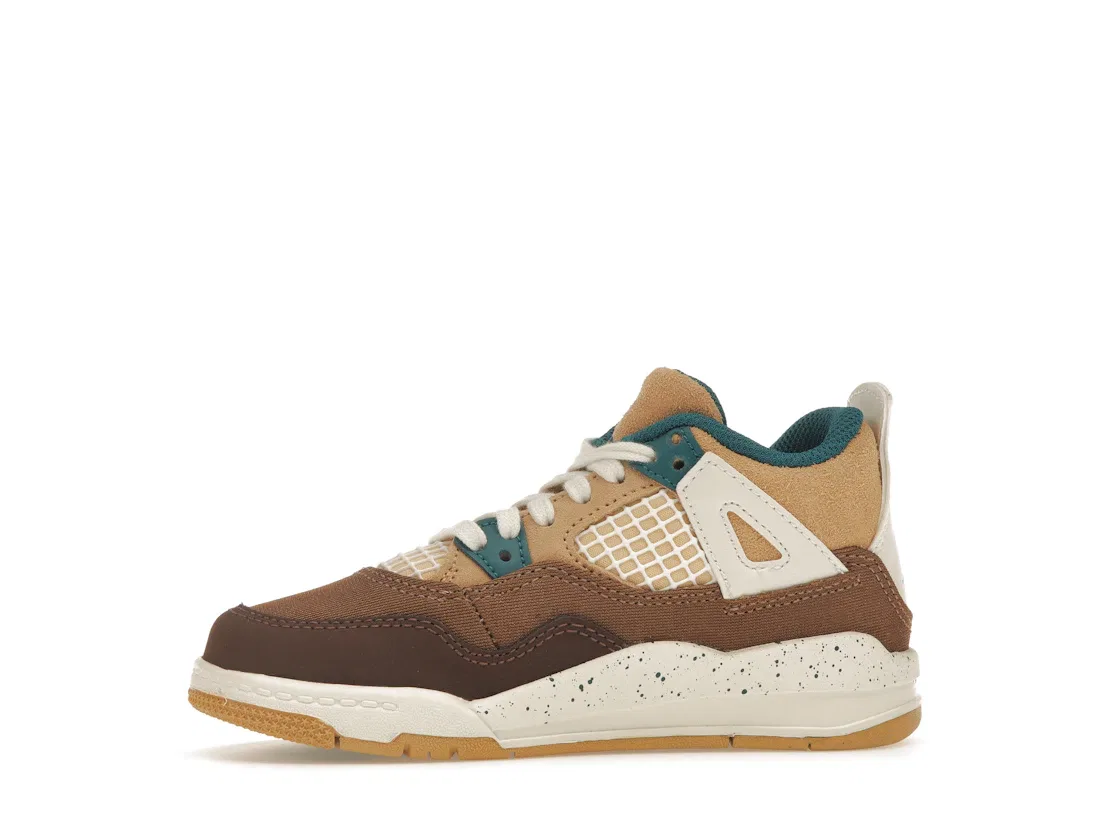 Детские кроссовки Lifestyle с контрастными акцентами Jordan 4 Retro, Cacao Wow/Geode Teal/Ale Brown/Twine/Sail/Luminous Green — фото 3