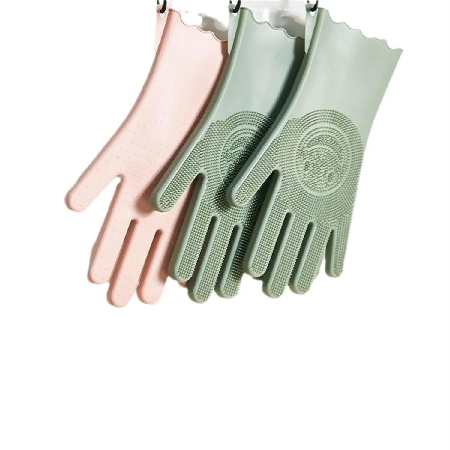 Перчатки для уборки Silicone, ERVDKXCOI, 1 пара, 30 см, Зеленые — фото 4