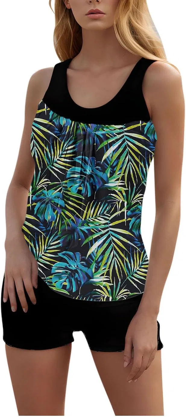 Женский танкини-костюм с высокой талией Tropical Hawaii, 04-blue — фото 2