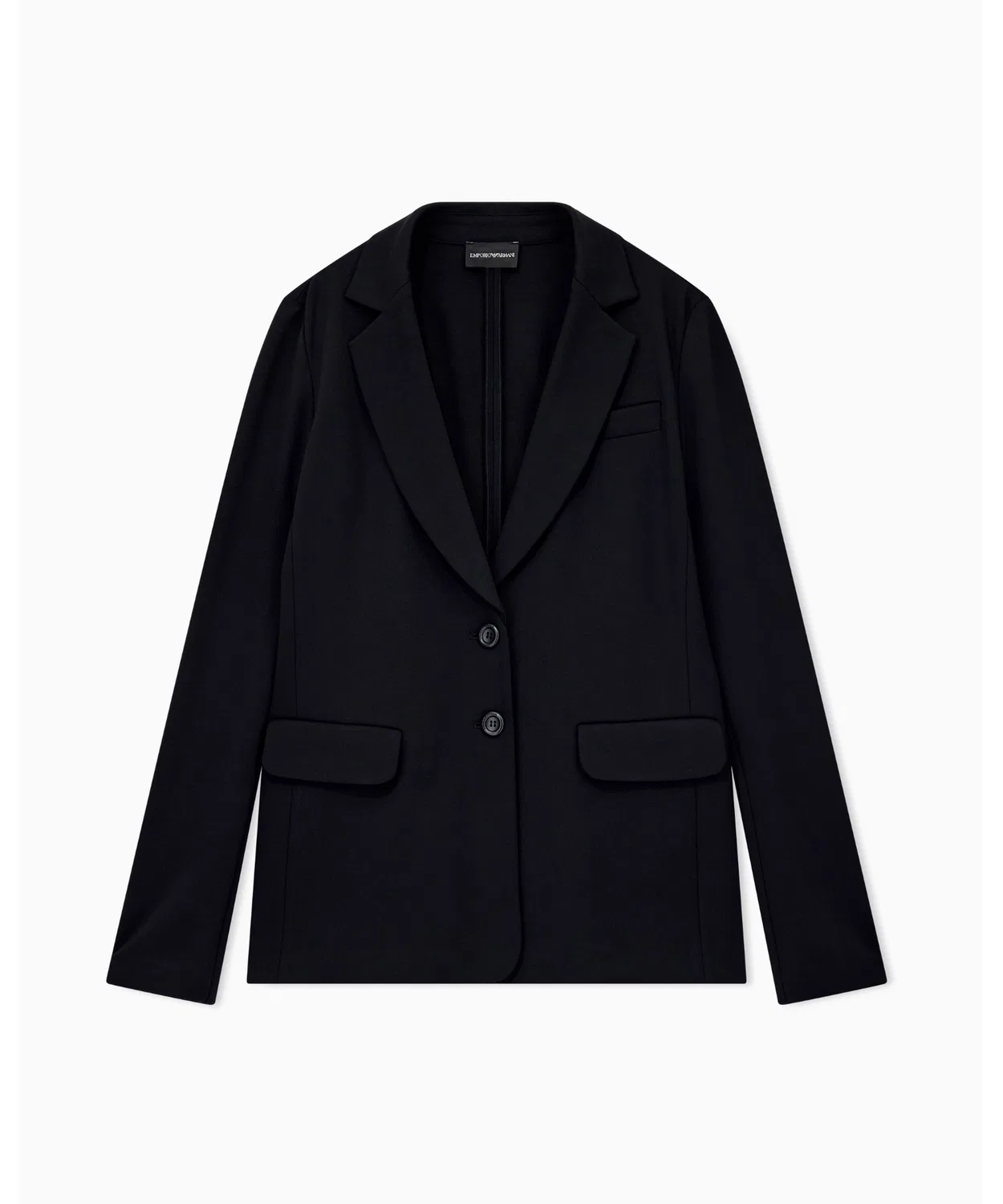 Женский пиджак из эластичного вискозного джерси, свободного кроя, Travel Essential EMPORIO ARMANI, Черный — фото 2