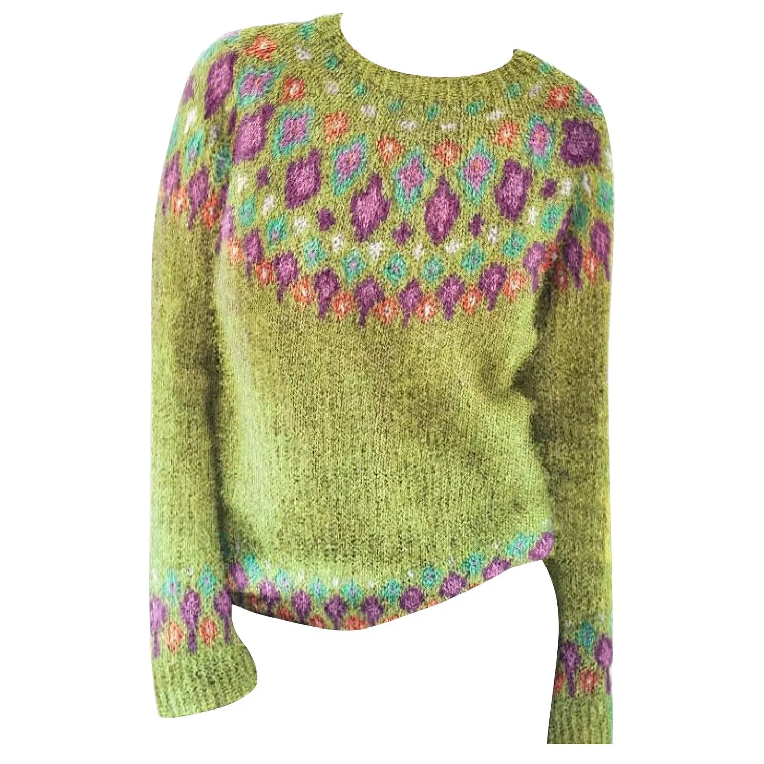 Женский свитер с принтом Fair Isle HUIFUAO, A01 Yellow — фото 3
