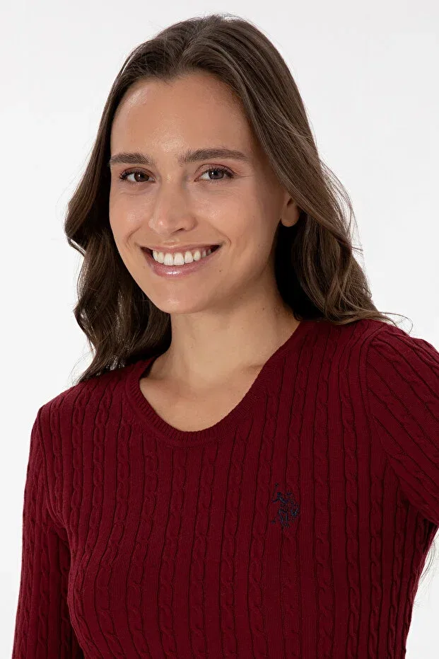 Женский базовый свитер с длинным рукавом U.S. Polo Assn., Burgundy — фото 2