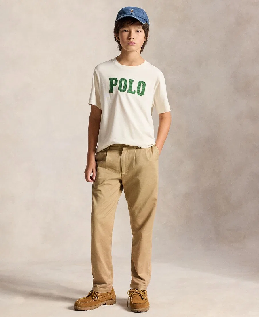 Детская футболка из хлопкового трикотажа с логотипом, размер 8-20 Polo Ralph Lauren, Estate Cream — фото 2
