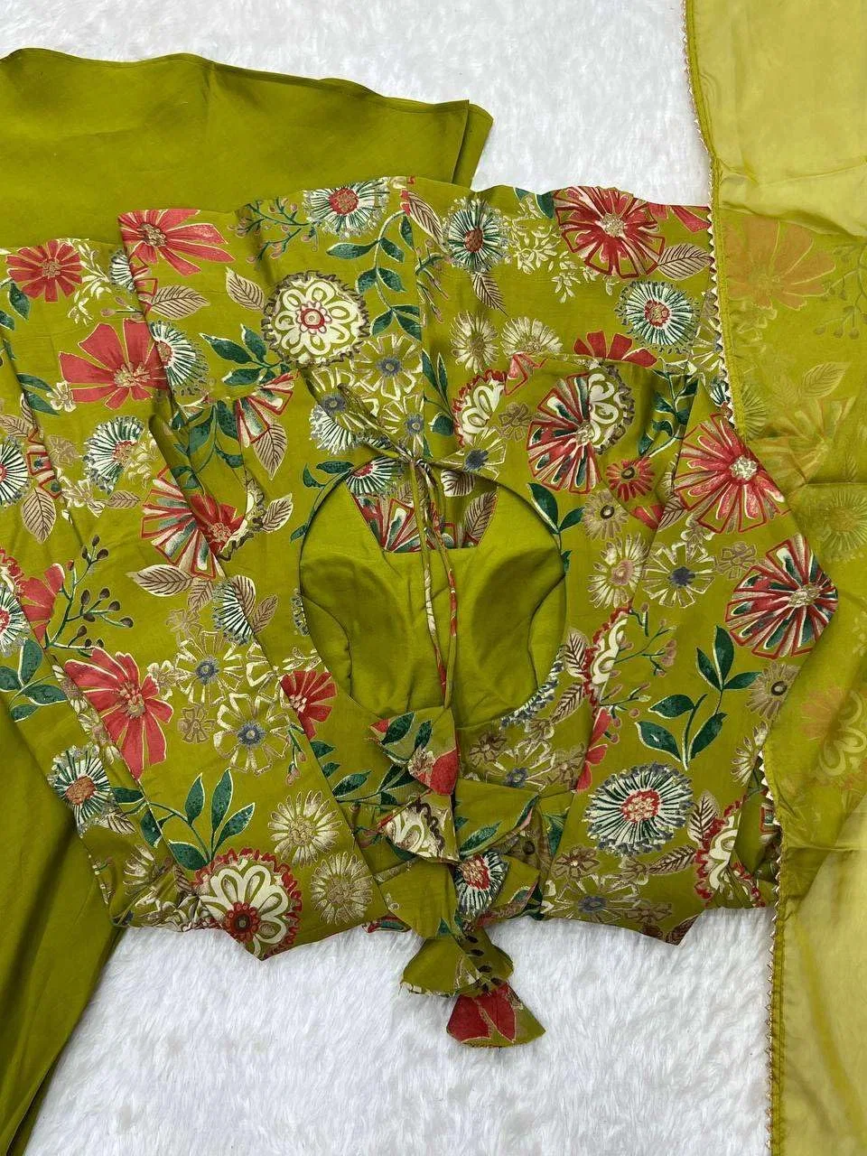 Женский комплект-туника с палаццо и пашминой, Anarkali, оранжевый — фото 2