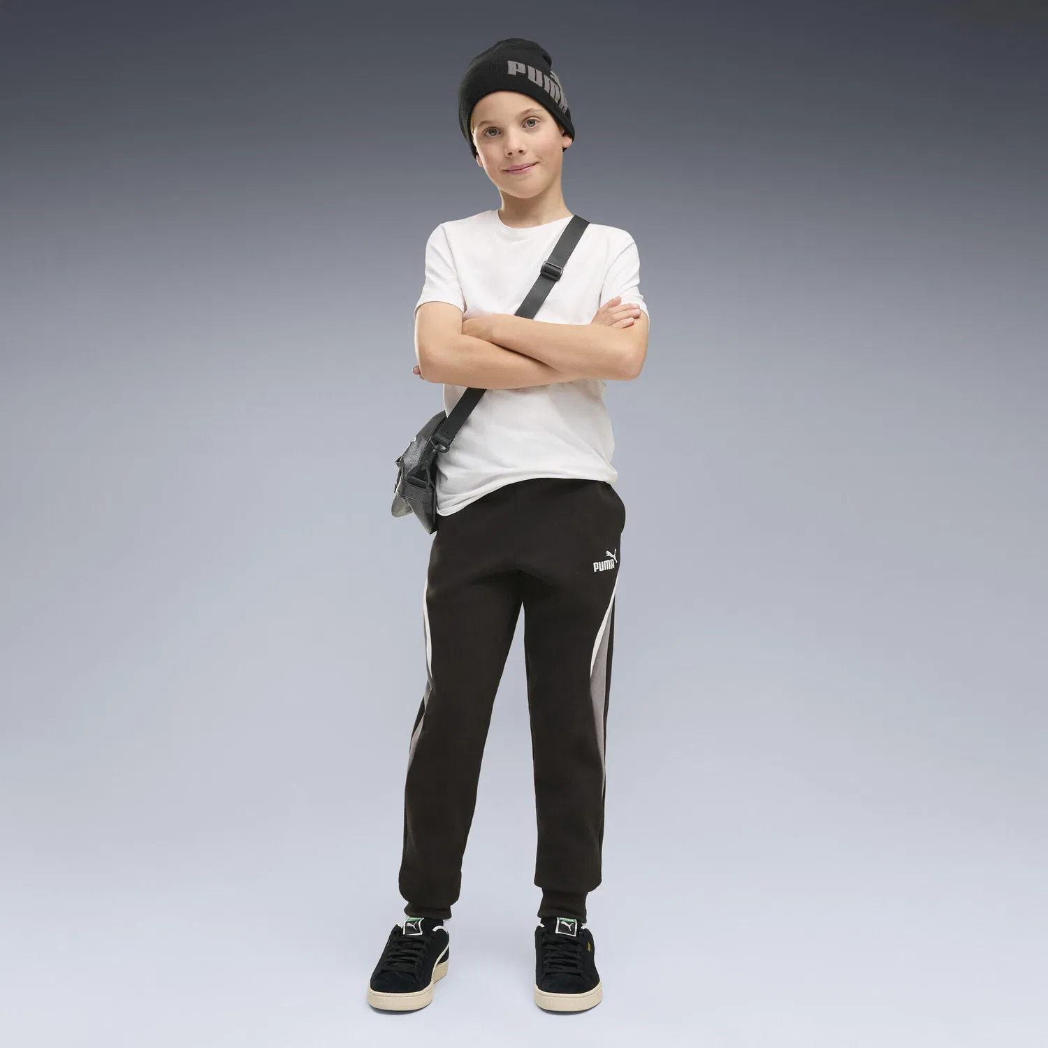 Детские спортивные штаны с цветными вставками Essentials Colourblocked Puma, Schwarz — фото 2