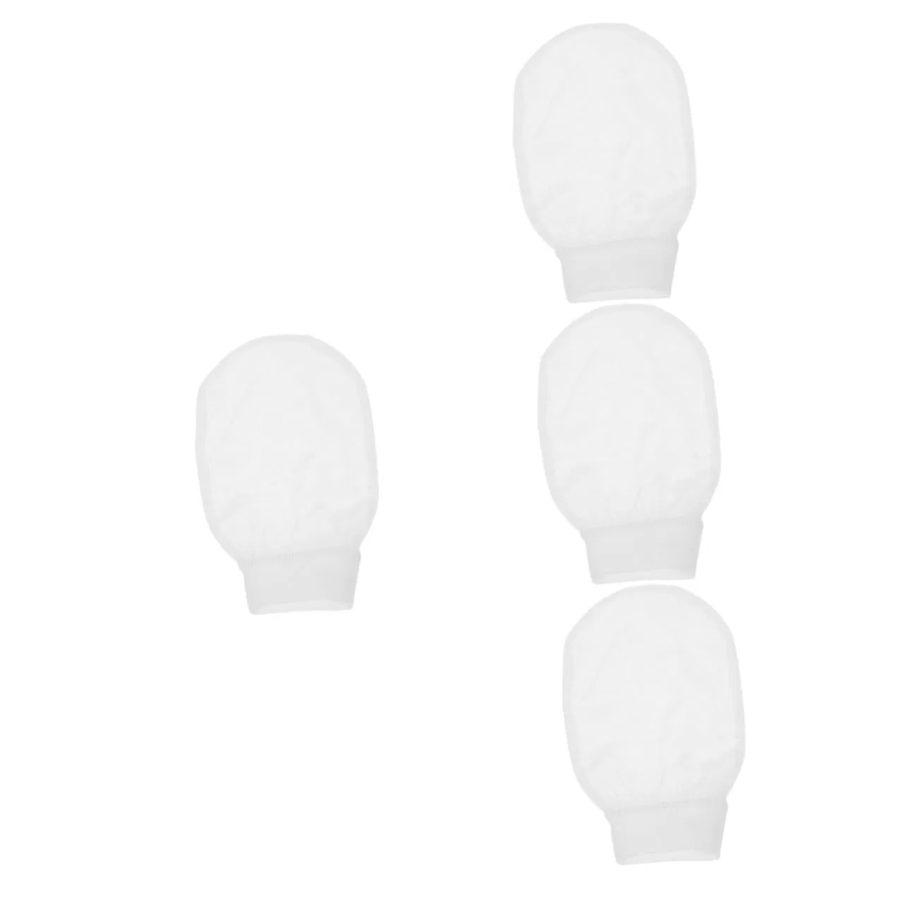 Набор эксфолирующих перчаток для душа, Healvian, 4 шт, 24x15x1 см, White