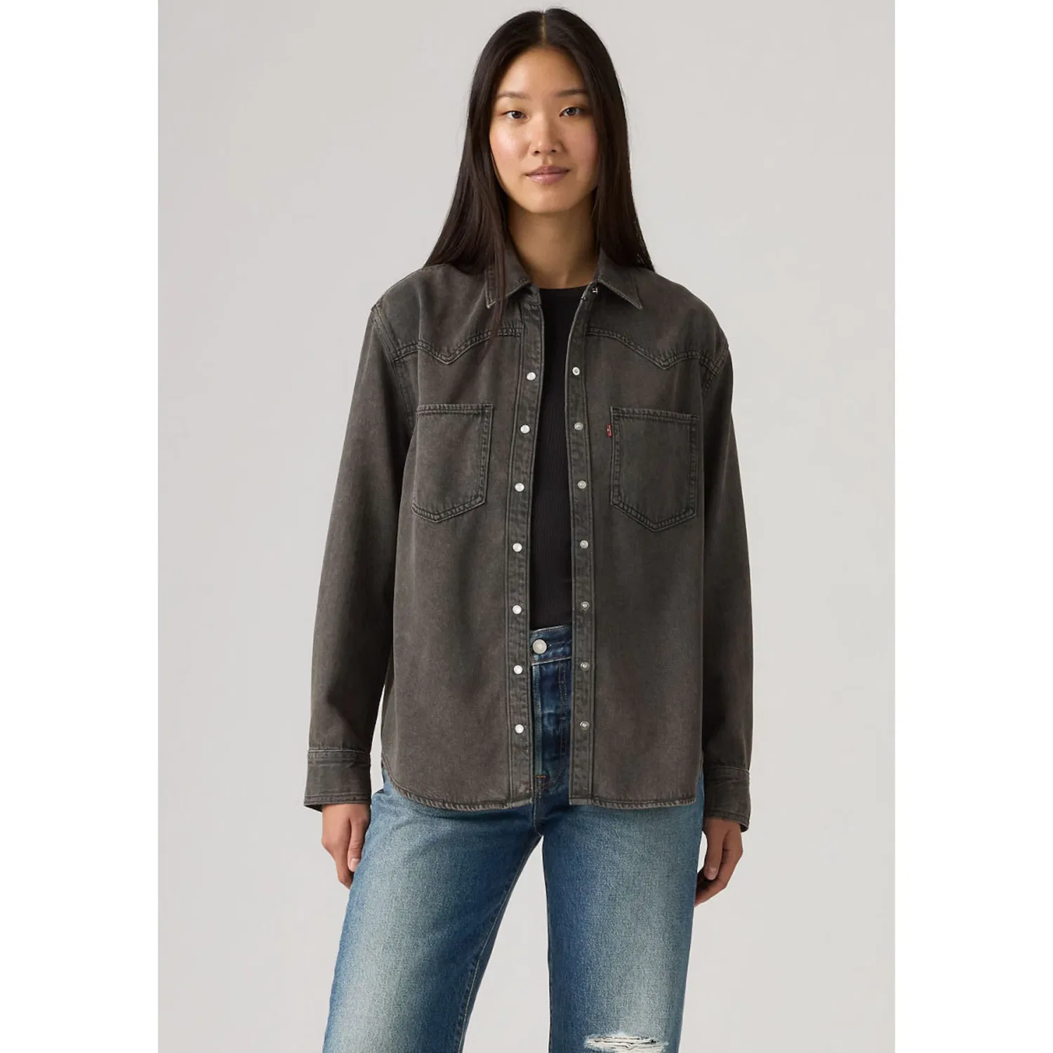 Женская блуза джинсовая с западным стилем Levi's, Chipped Black Oyster
