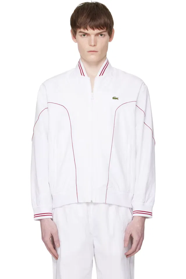 Белая спортивная куртка высшего класса Lacoste