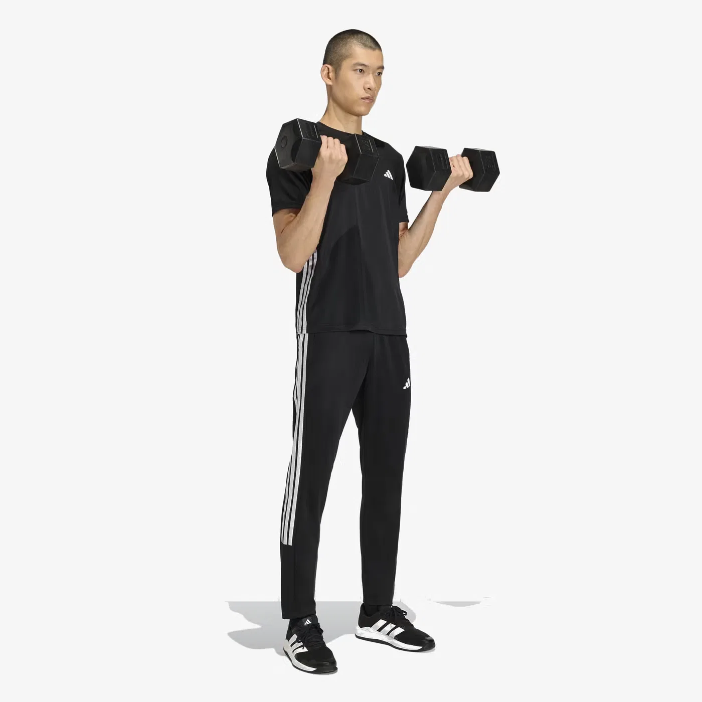 Брюки спортивные с лампасами Workout Essentials All-Set 3-Stripes Adidas, черный — фото 4