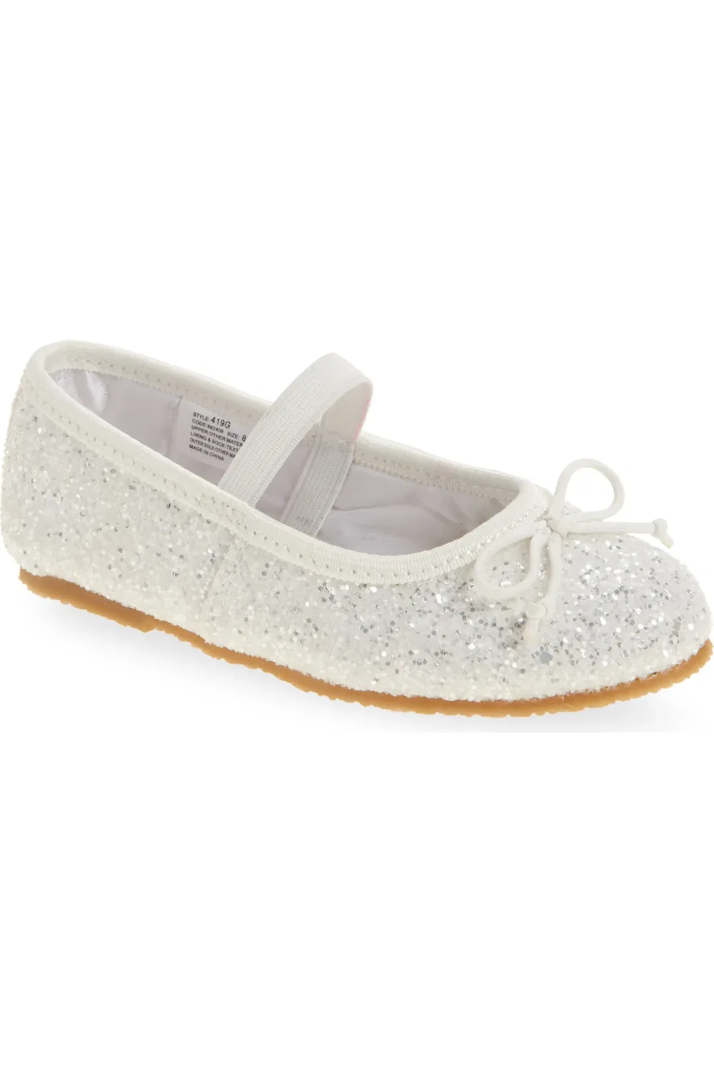 Детские туфли балетки с блестками Glitter L'AMOUR, Glitter White