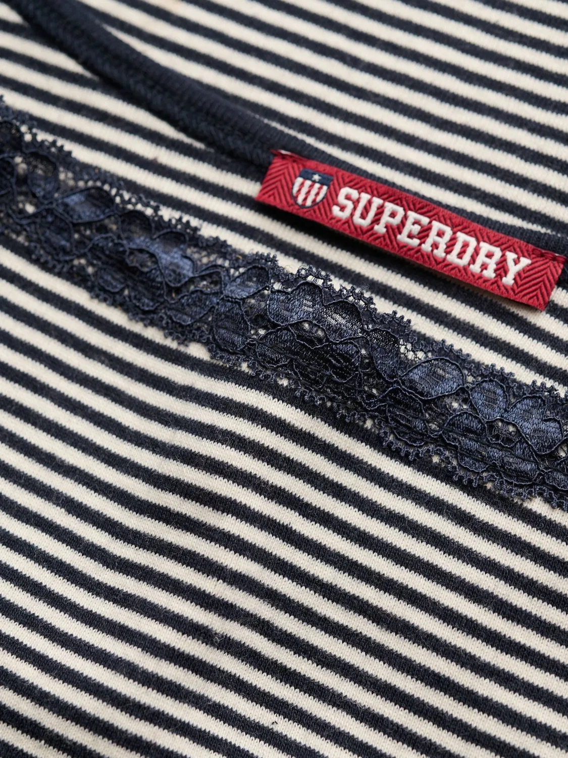 Топ майка на бретелях Superdry Navy Stripe Lace, темно-синий — фото 3