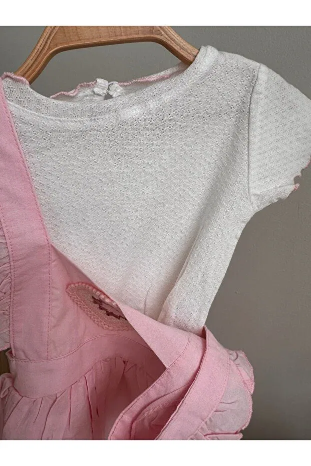 Детское платье для девочек хлопковое с вышивкой Kids, Pink — фото 3