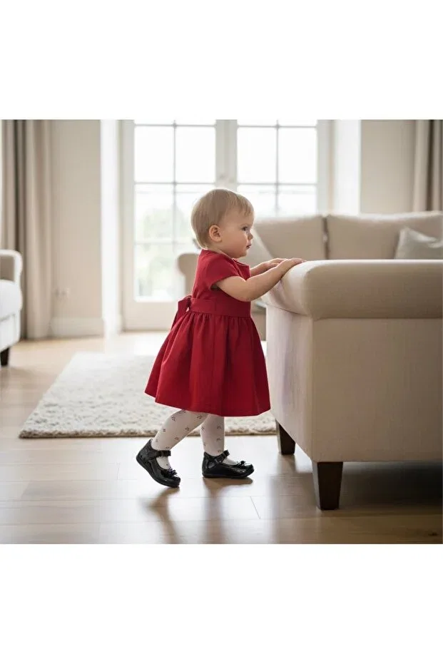 Детские балетки для девочек на коротком каблуке Jojo Kids, Black Patent Leather — фото 2
