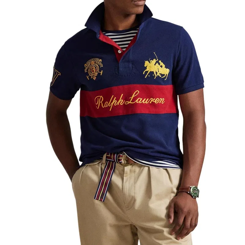 Поло Polo Ralph Lauren с вышивкой, Newport Marine Blue & Sweet Tomato — фото 3