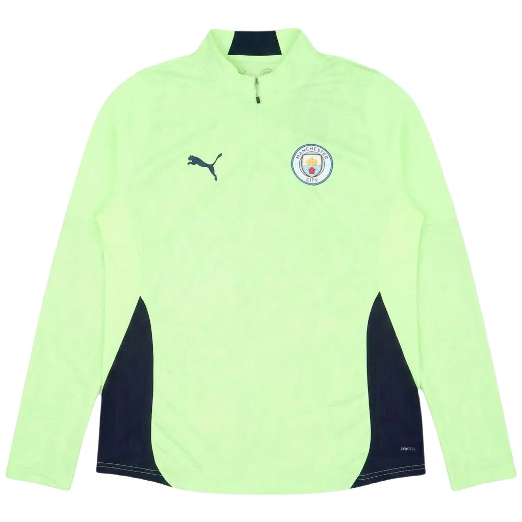 Детская футболка с воротником-стойкой Bright Green Manchester City PUMA
