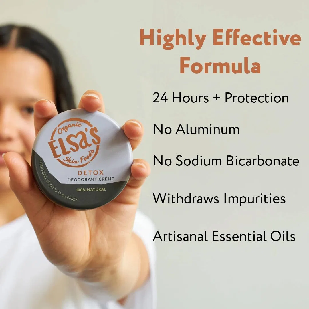 Детокс набор для подмышек, Natural Deodorant Cream and Armpit Mask, Elsa's Organic Skin Foods, 110 г, Grapefruit — фото 3