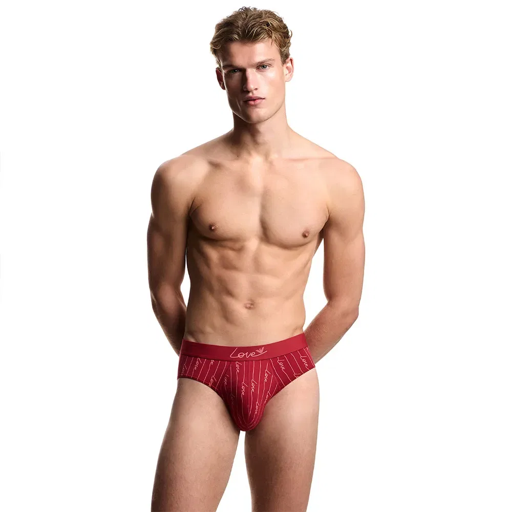 Мужские трусы-слипы с принтом Emporio armani, Red — фото 4