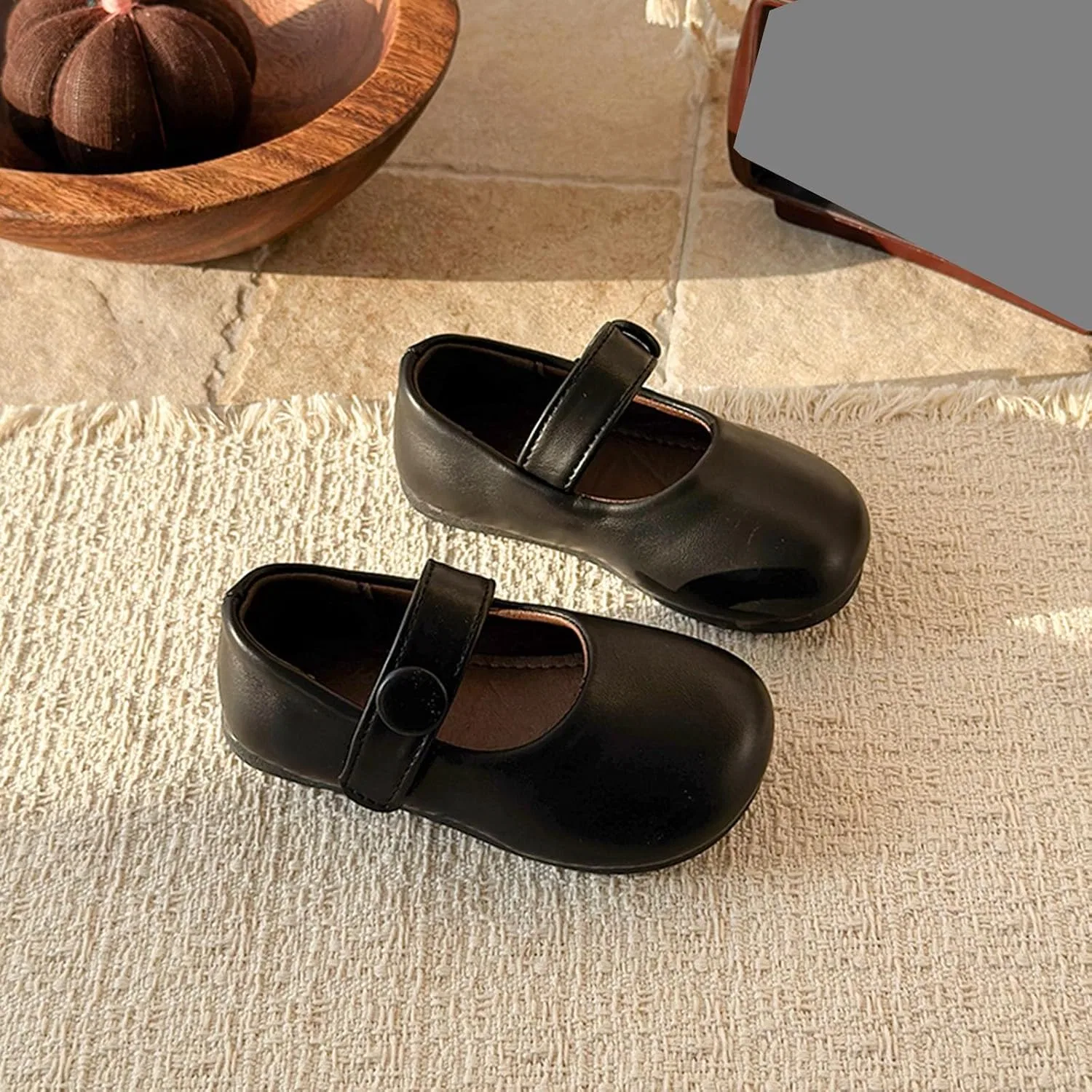 Детские туфли Мэри Джейн для девочек с мягкой подошвой Ctreela, Black — фото 2