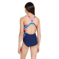 Детский купальник для девочек с принтом Toucan Tropics Rowleeback Zoggs, Rosa Fluoreszierendes Kaugummirosa Kosmosblau — фото 2