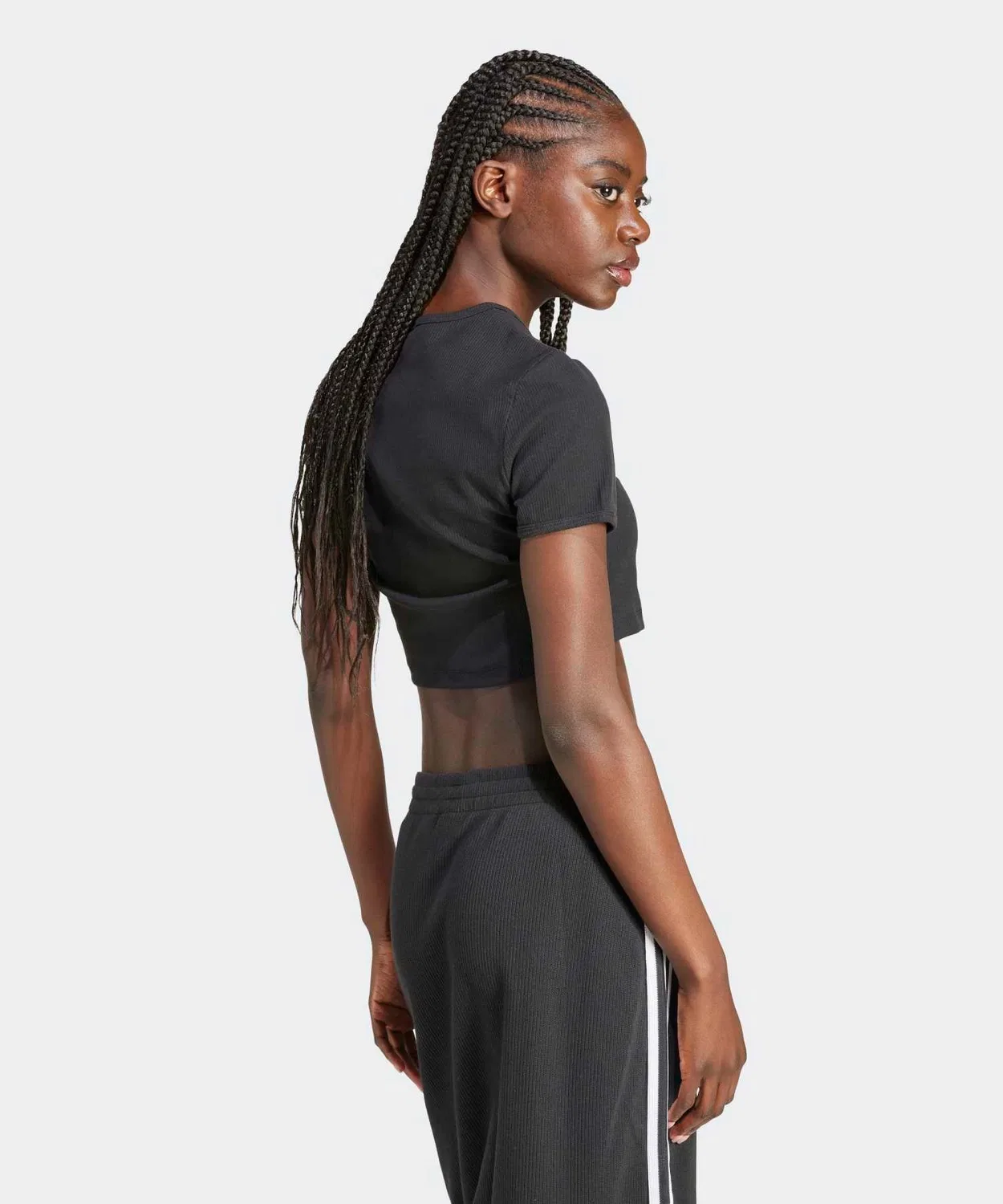Женская футболка с длинным рукавомиз риба Essential Rib T-shirt Adidas Originals, Black — фото 4