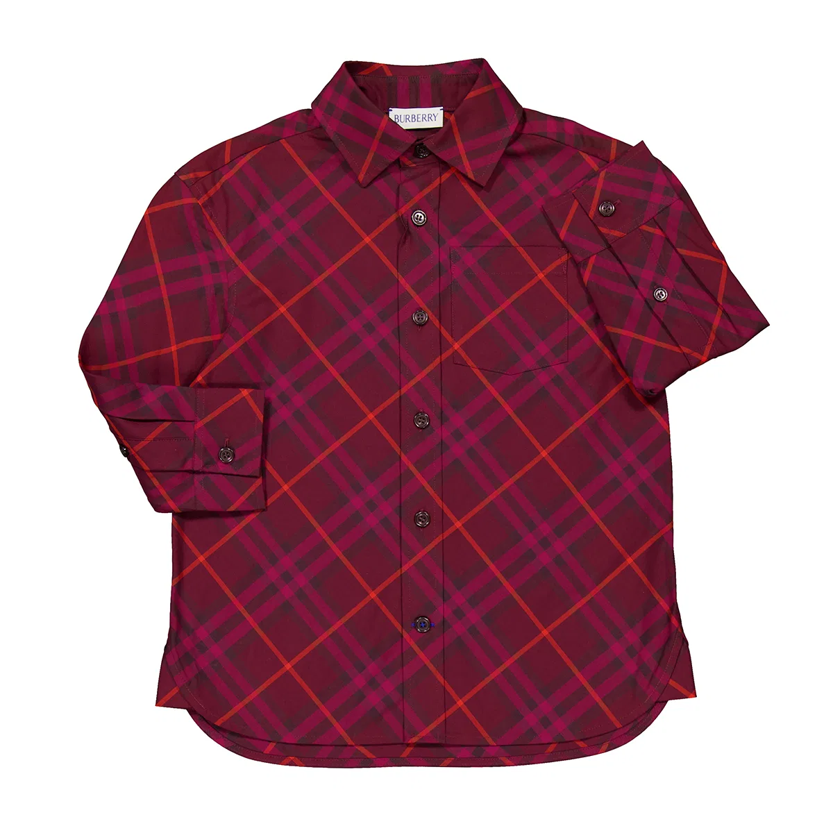 Рубашка с принтом в клетку Kids Check Print Long-Sleeves Shirt Burberry, Claret Ip Chk
