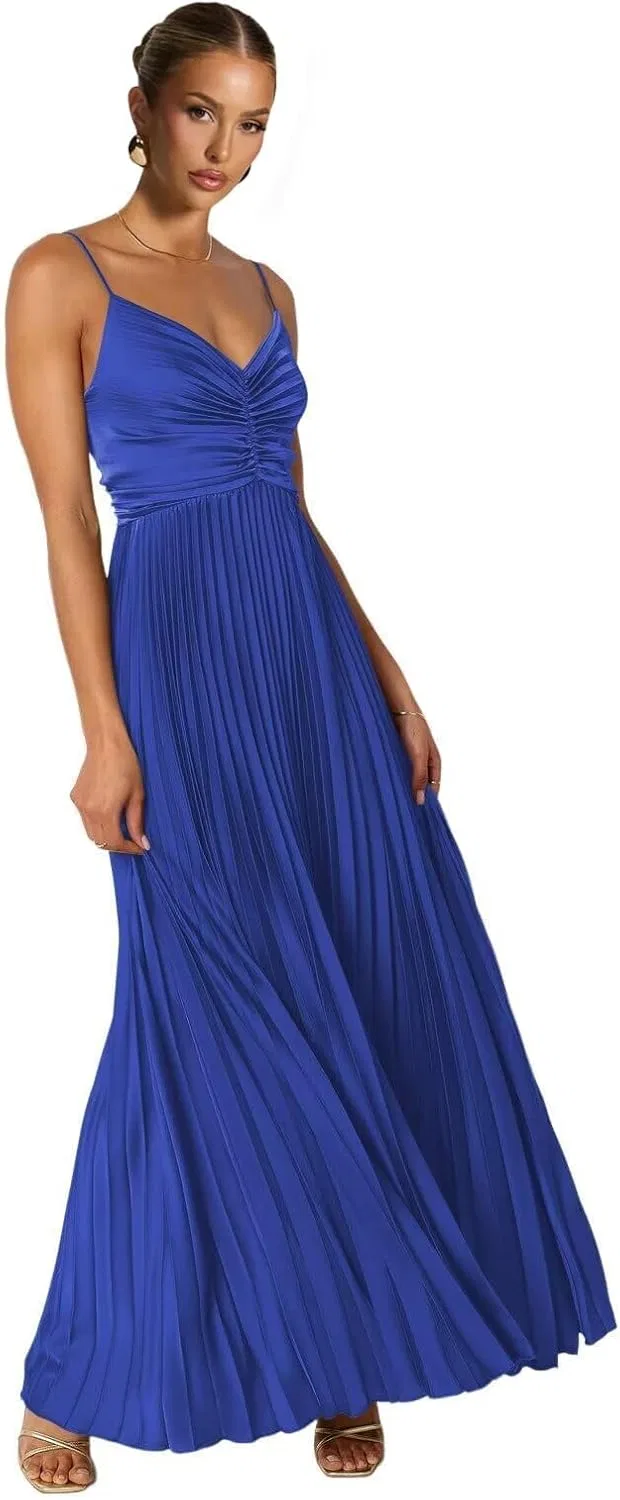Женское вечернее платье A-силуэта с V-образным вырезом, Royal Blue