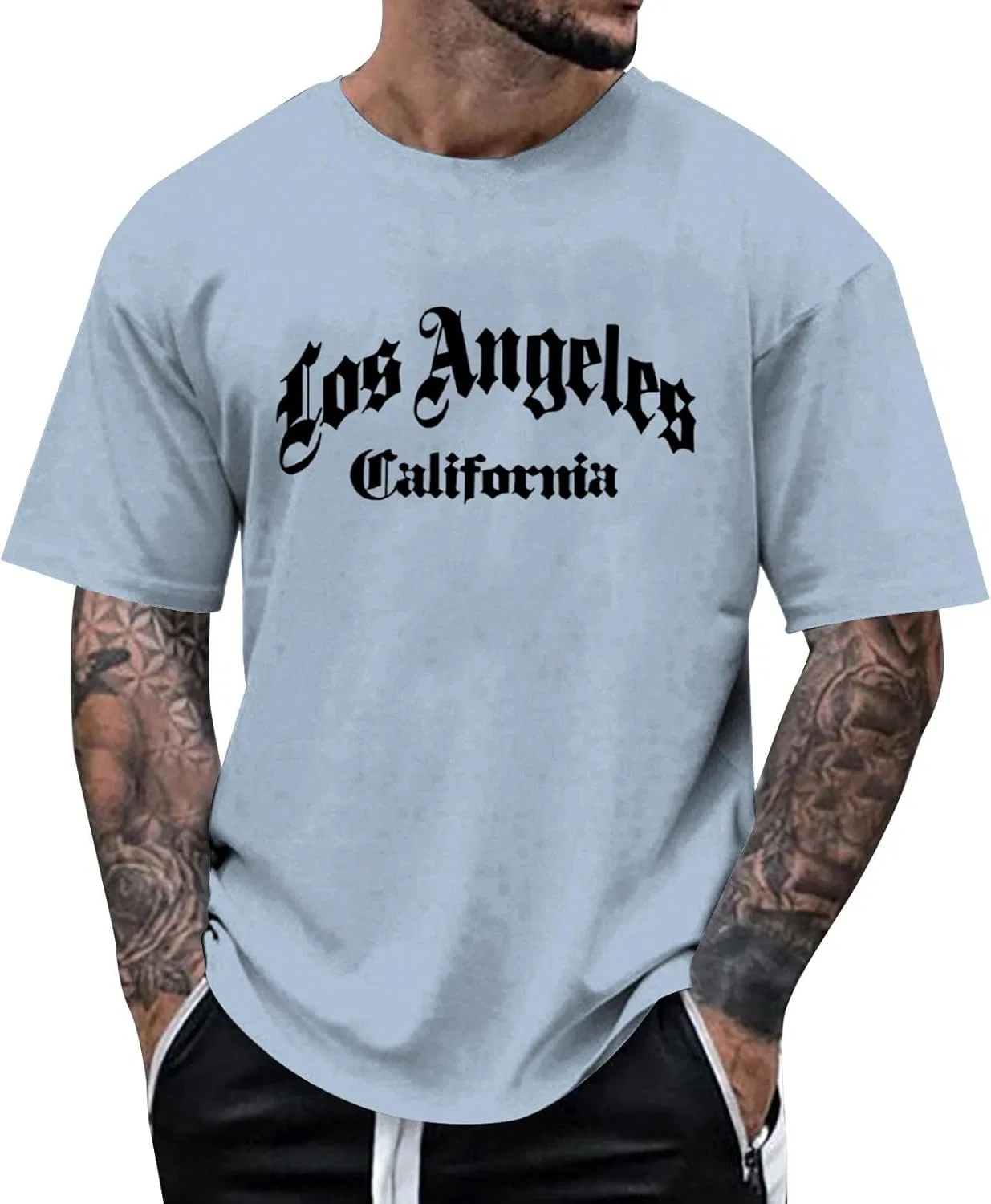 Мужская футболка с принтом Los Angeles California Old School Summer, Light Blue