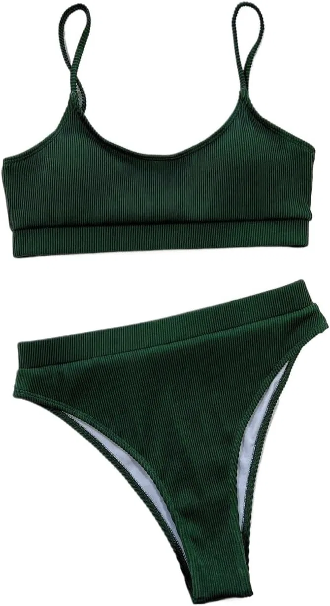 Женский бикини-комплект с высокой талией CIVOUX, Dark Green