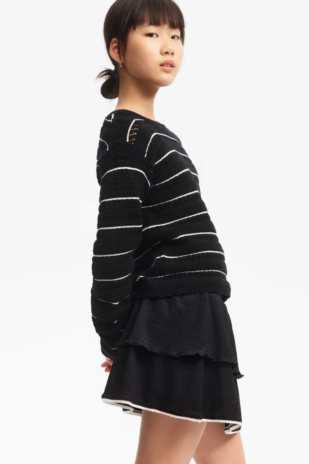 Многоярусная юбка с фестончатой отделкой H&M, Schwarz — фото 2