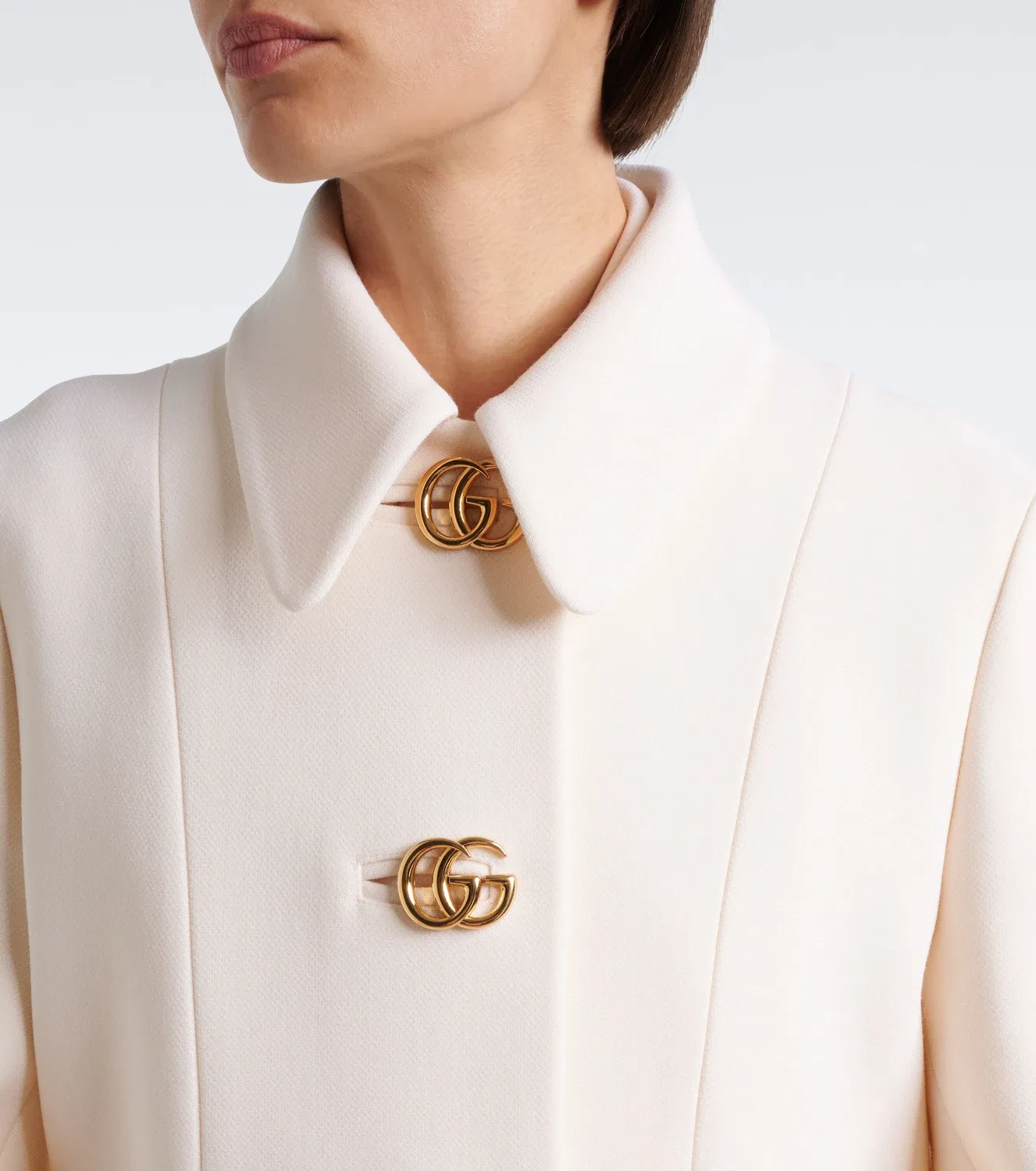 Пальто однобортное шерстяное Gucci, белый — фото 3