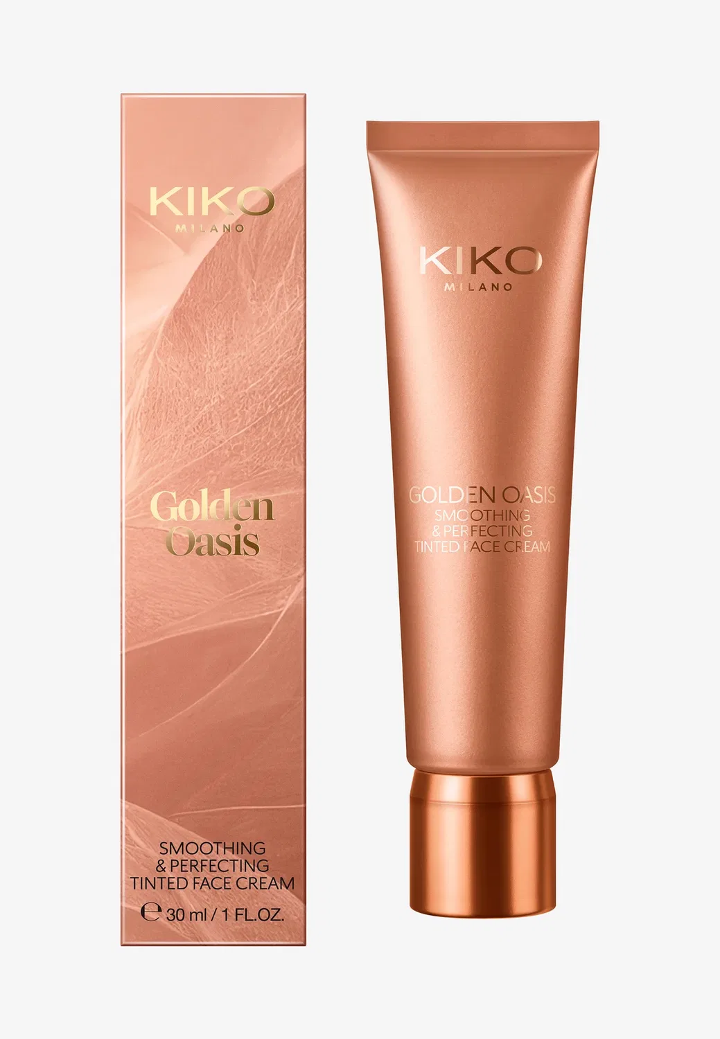 Тонирующий крем для лица Golden Oasis Smoothing & Perfecting - увлажняющий тонирующий крем Kiko Milano, Medium Almond, 30 мл — фото 2