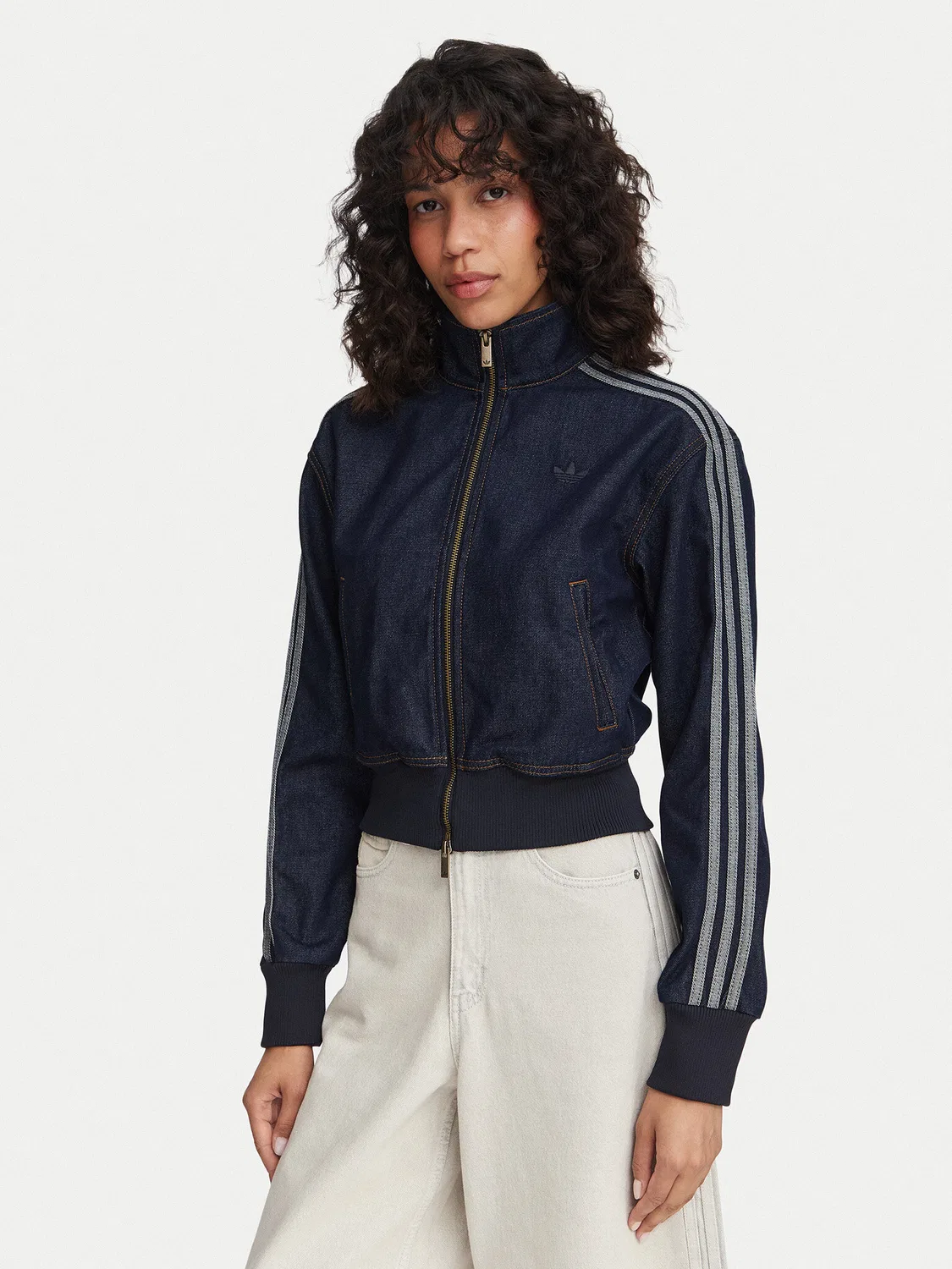 Женская джинсовая куртка приталенного кроя Firebird Adidas, темно-синий