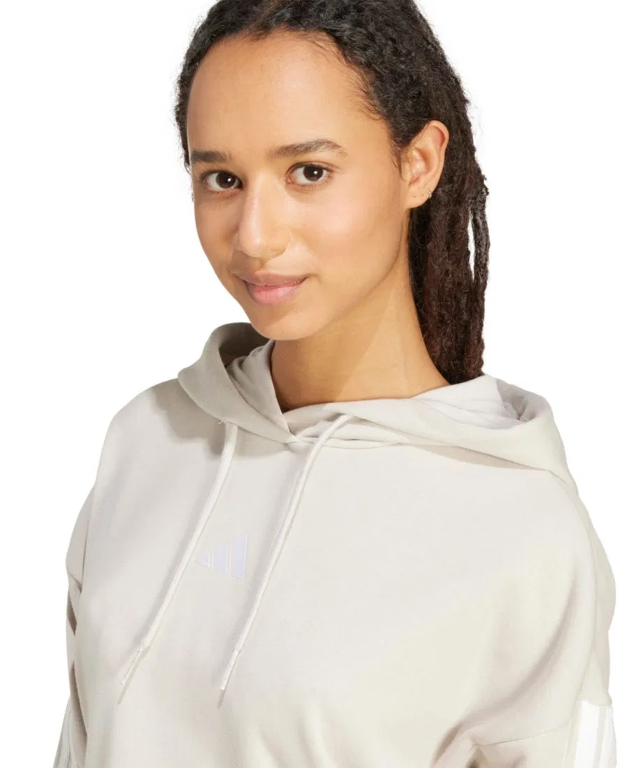 Худи из французского футера с принтом Essentials 3-Stripes adidas, Wonder Alumina/White — фото 3