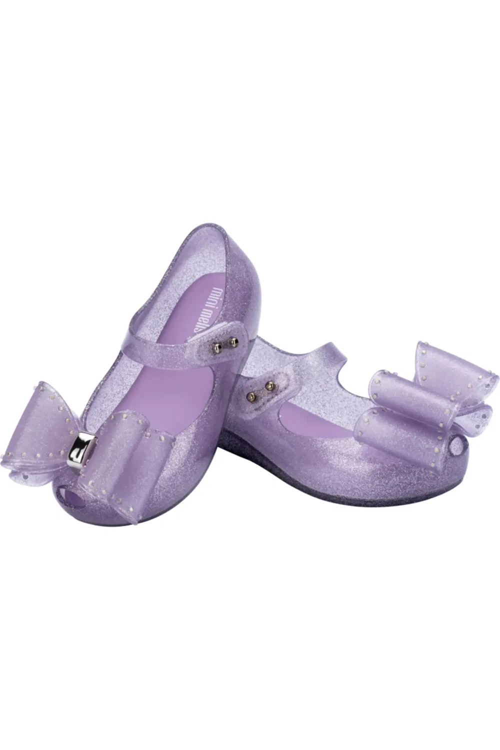 Туфли детские балетки с бантом Ultragirl Classic Mini Melissa, Glitter Lilac — фото 3