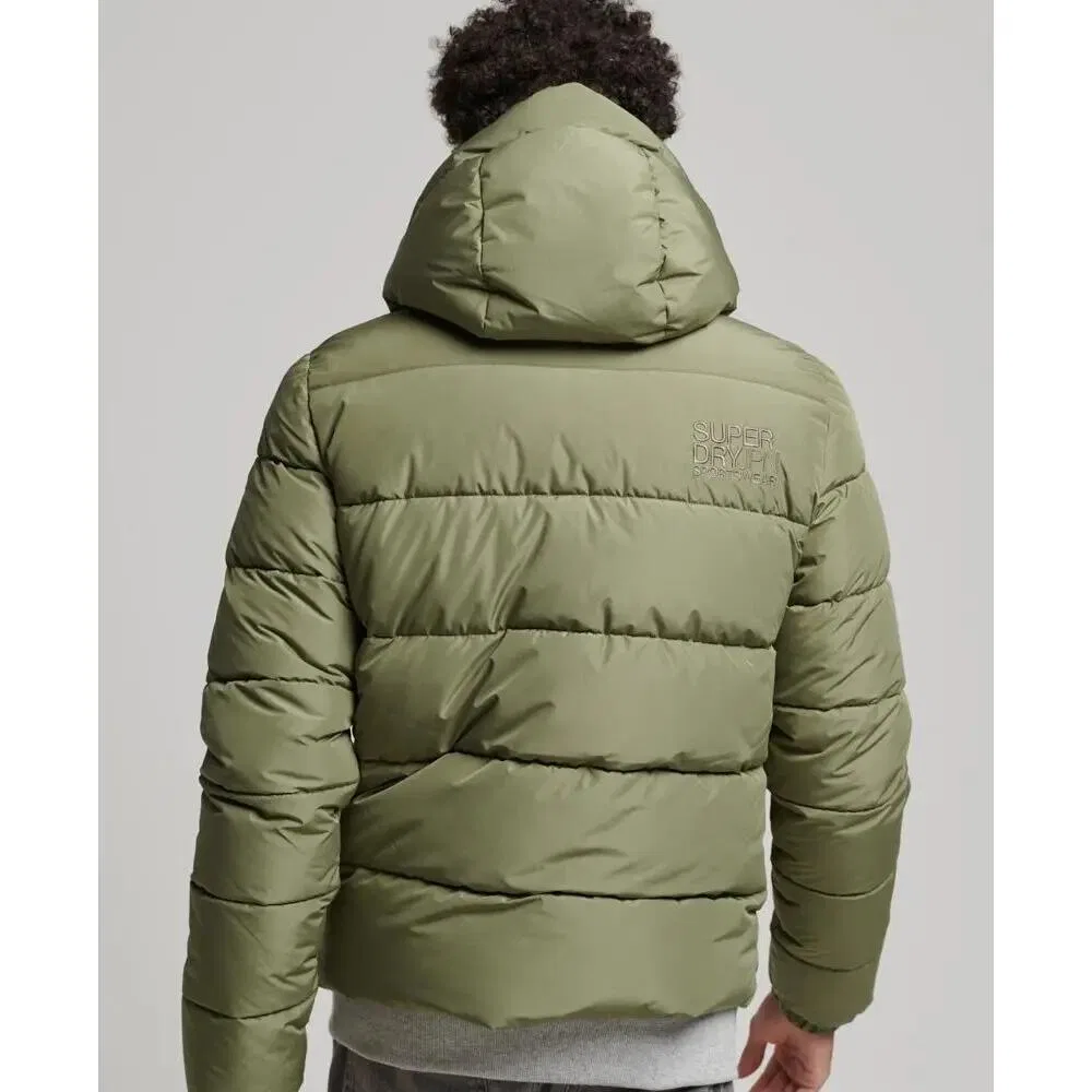 Мужская стеганая куртка с капюшоном Superdry Sports, Зеленый — фото 4