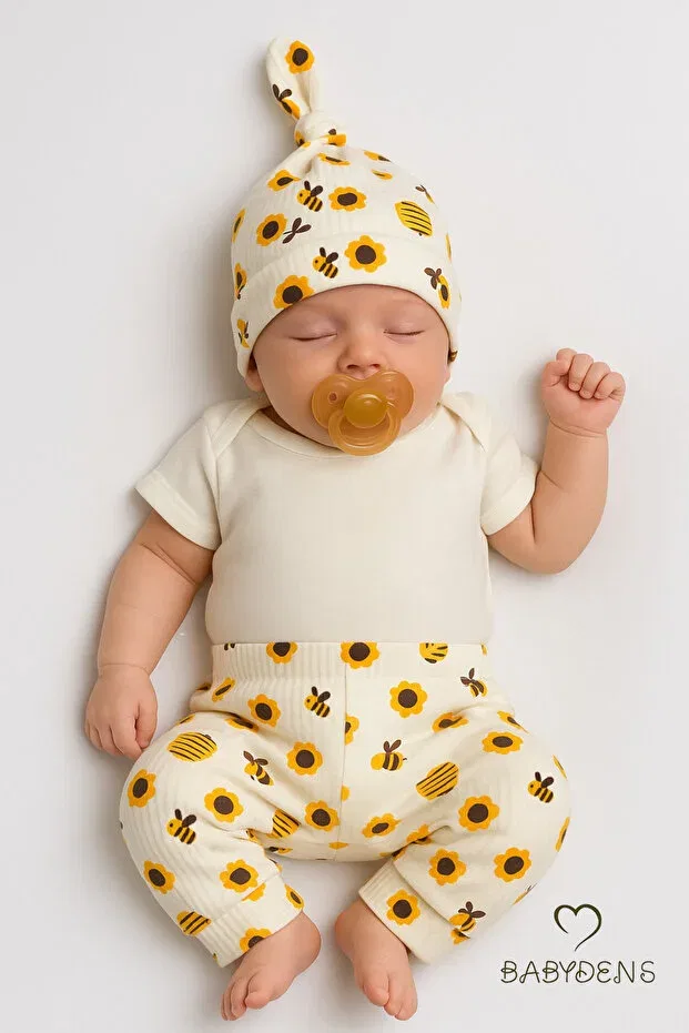 Детский комплект для новорожденных с принтом Bee and sunflower Babyden'S, Ecru Yellow