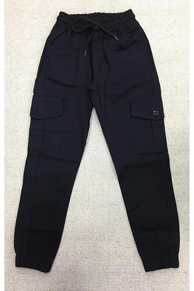 Детские брюки карго с эластичным манжетом Jeans Generic Brands, Black — фото 4