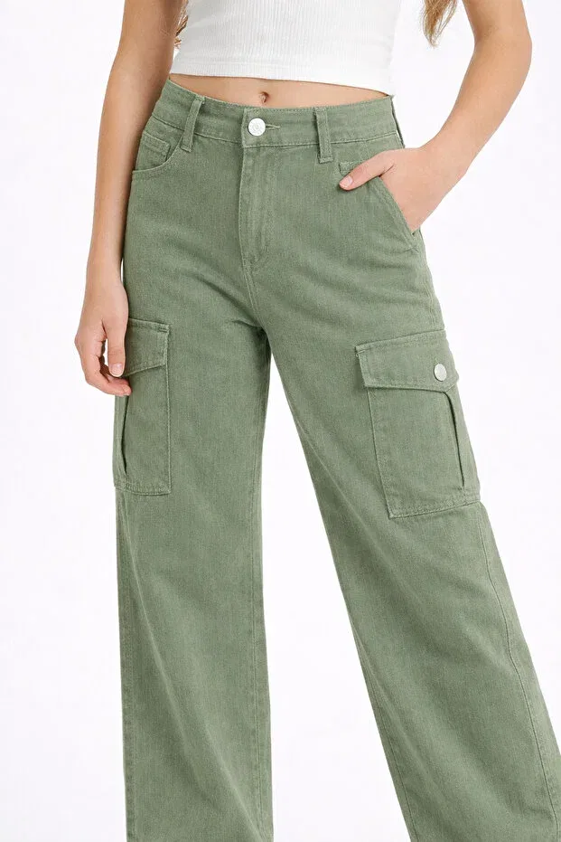 Детские брюки для девочек льняные Basics Eleysa, Khaki — фото 3