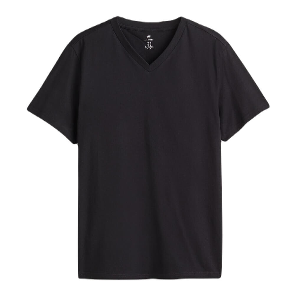 

Футболка H&M Regular Fit V-neck, черный