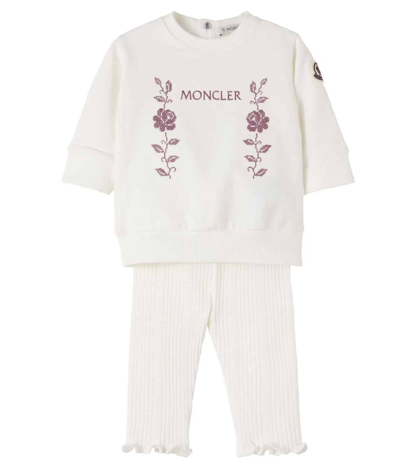 Комплект из свитшота и брюк из смесового хлопка Moncler Enfant, белый