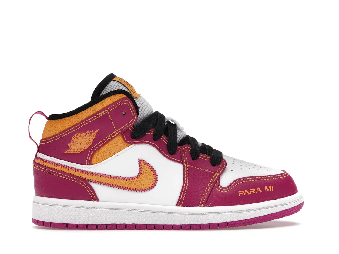 Детские кроссовки Lifestyle Jordan 1 Mid Dia de los Muertos Jordan, White/Fuchsia-Orange-Black