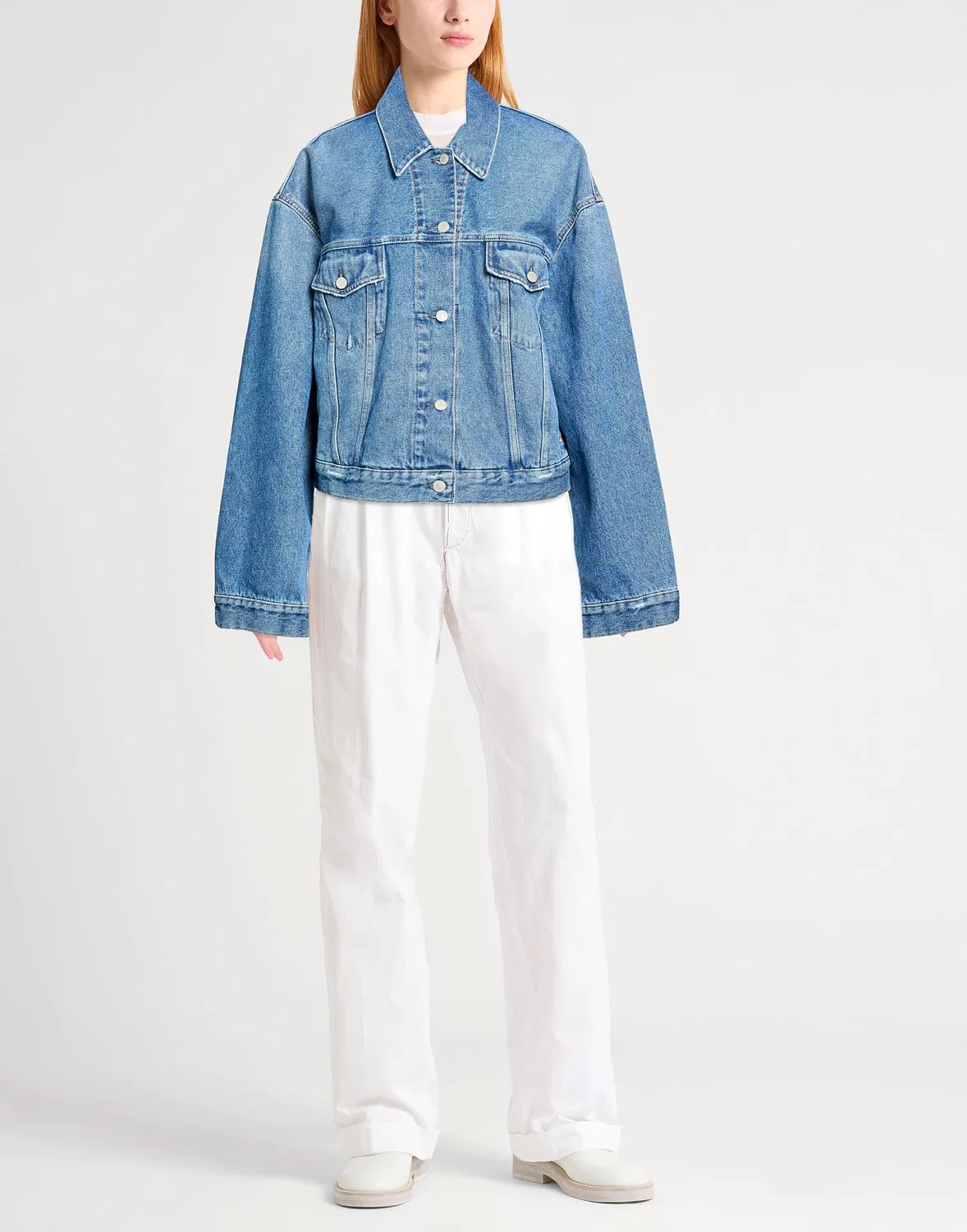 Женская джинсовая куртка-тракер выцветшая Acne Studios, синий — фото 2