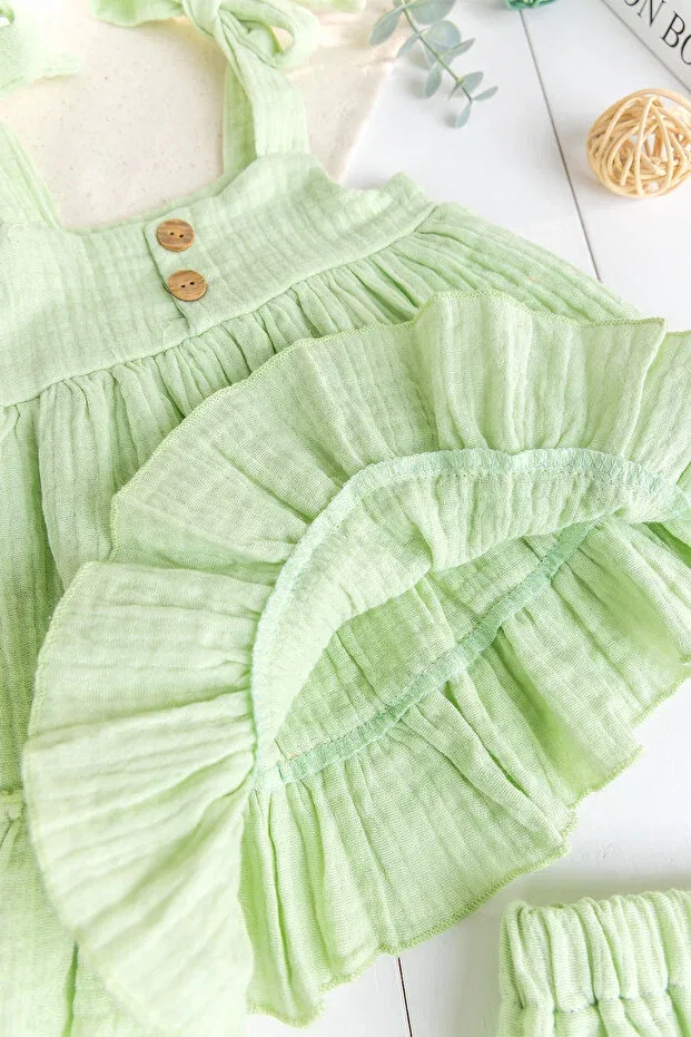 Детское платье для девочек хлопковое Babymod, Green — фото 4