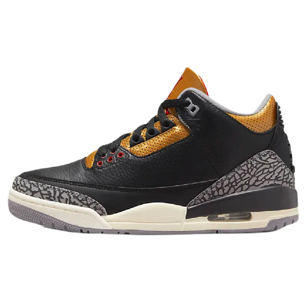 

Кроссовки Nike Air Jordan 3 Retro, черный/золотой/бежевый
