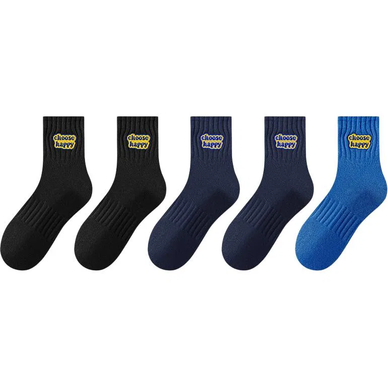 Детские носки до середины икры, 5 пар, Black 2 Navy Blue 2 Klein Blue, MIIOW