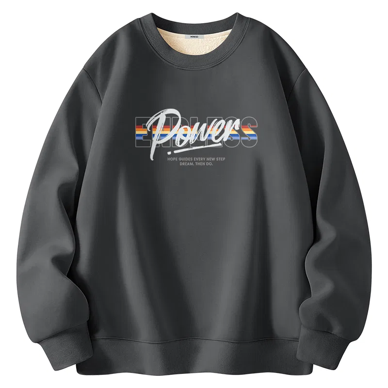 Детский свитшот утепленный Endless Dazzling Color Center Logo MINISO, Dark Gray